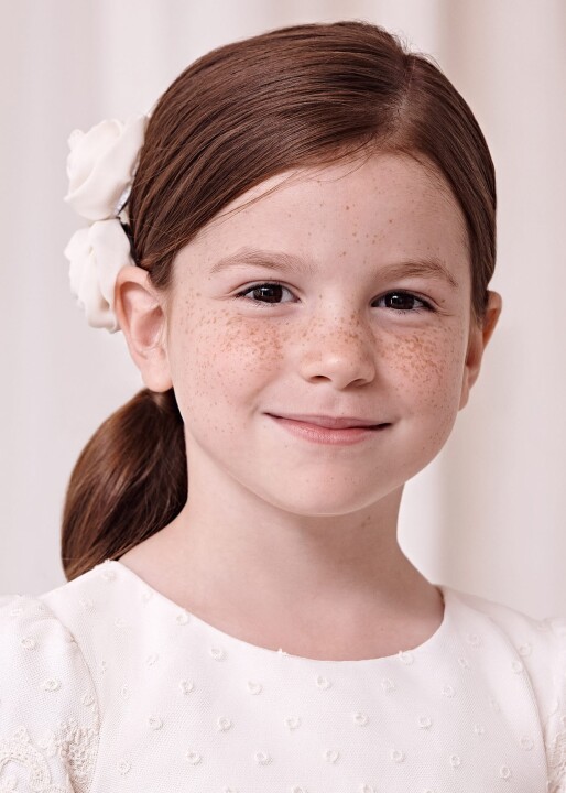 Kız Çocuk 2'Li Şifon Saç Tokası Seti-Krem 