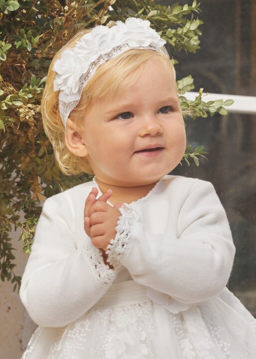 Kız Çocuk Triko Bolero-Krem 