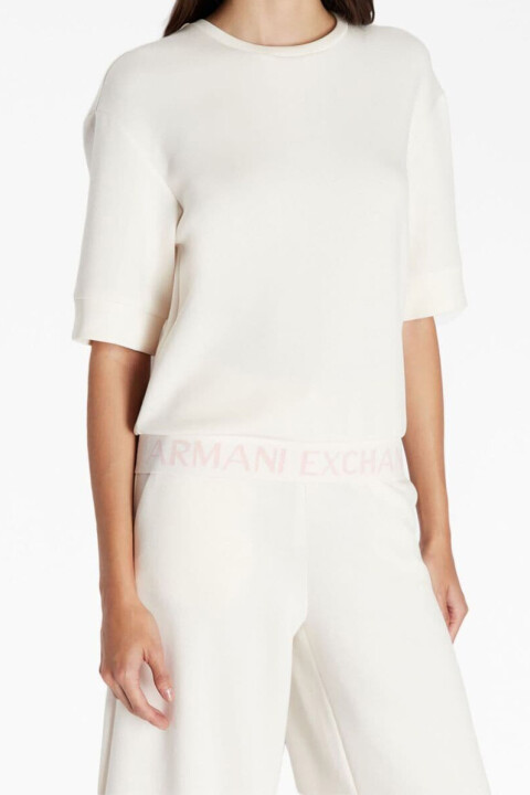 Kadın Felpa Bisiklet Yaka Sweatshirt-Pudra Pembe 