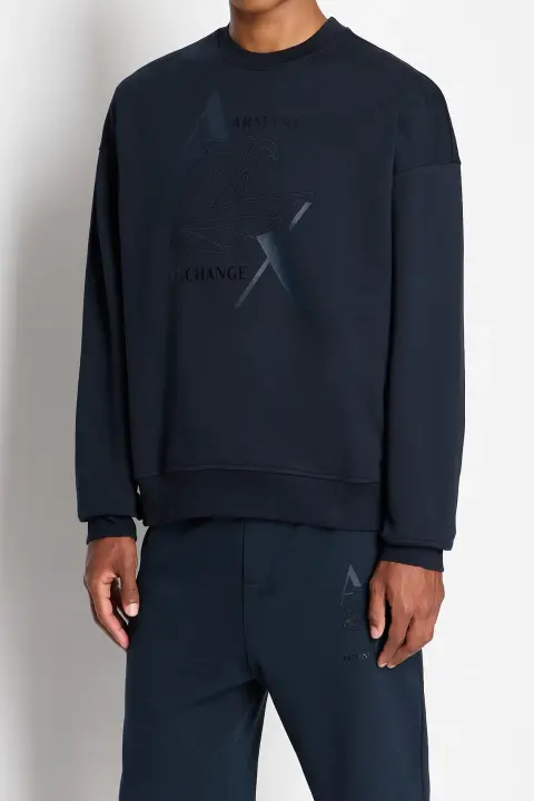 Bisiklet Yaka Erkek Sweatshirt-Lacivert 