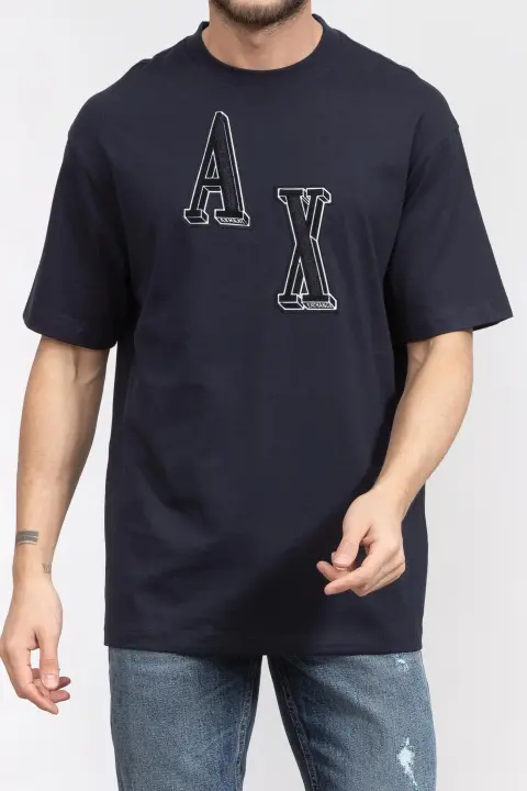 Erkek Armani Exchange Bisiklet Yaka T-Shirt - Lacivert 