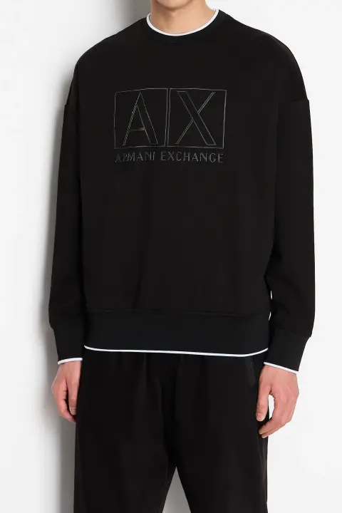 Erkek Bisiklet Yaka Sweatshirt-Siyah 