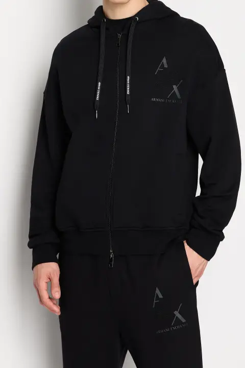 Erkek Fermuarlı Sweatshirt-Siyah 