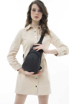 Gofraj Baskılı Çapraz Body Çanta-Bnt_614-Fuşya-A.Camel 