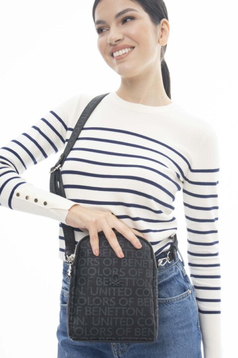 Kadın Eskitme Çapraz Çanta-Bnt1136-Siyah 