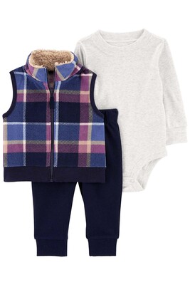 Erkek Bebek 3'Lü Yelek Set-Lacivert 