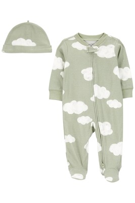 Layette Bebek 2'Li Tulum Şapka Set - Yeşil 