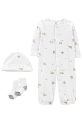 Layette Bebek 3'Lü Tulum Set-Beyaz 