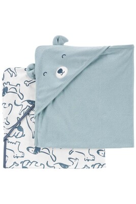Layette Erkek Bebek 2'Li Banyo Havlusu-Mavi 