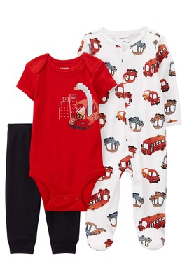 Layette Erkek Bebek Tulumlu Set-Kırmızı 