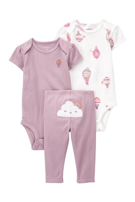 Layette Kız Bebek 3'Lü Alt Üst Set-Mor 