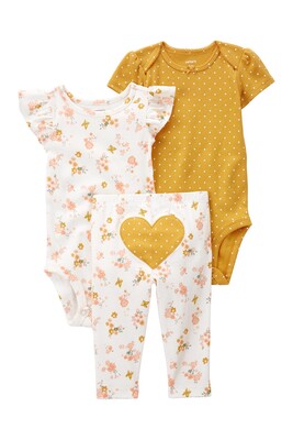 Layette Kız Bebek 3'Lü Alt Üst Set-Sarı 