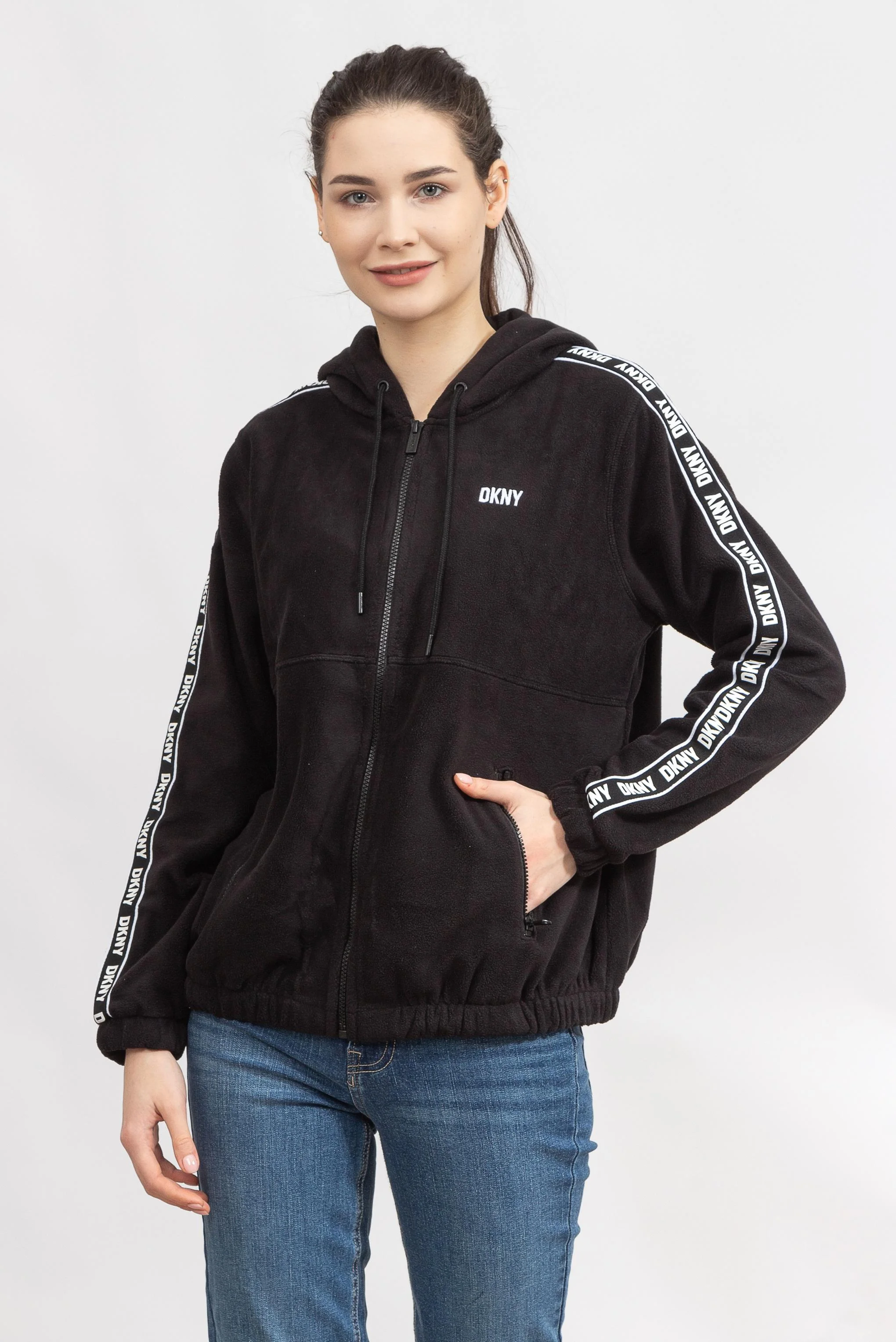 Kadın Fermuarlı Sweatshirt-Siyah 