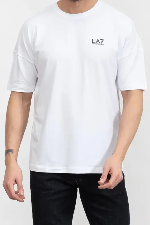 Bisiklet Yaka Erkek T-Shirt-Beyaz 