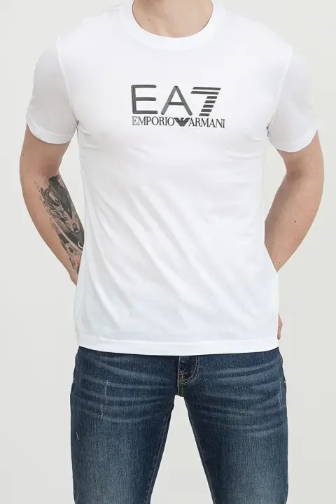 Bisiklet Yaka Erkek T-Shirt-Beyaz 