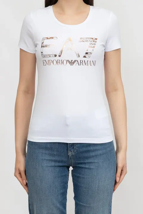 Bisiklet Yaka Kadın T-Shirt-Beyaz 