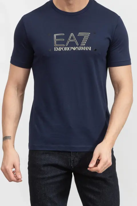 Bisiklet Yaka T-Shirt-Mavi 