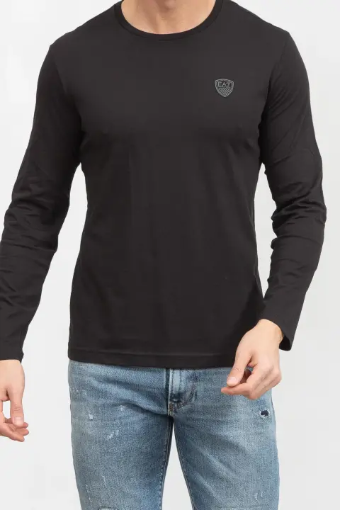 Bisiklet Yaka Uzun Kollu Erkek T-Shirt-Siyah 