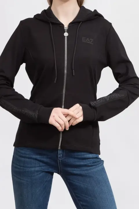 Kadın Fermuarlı Sweatshirt-Siyah 