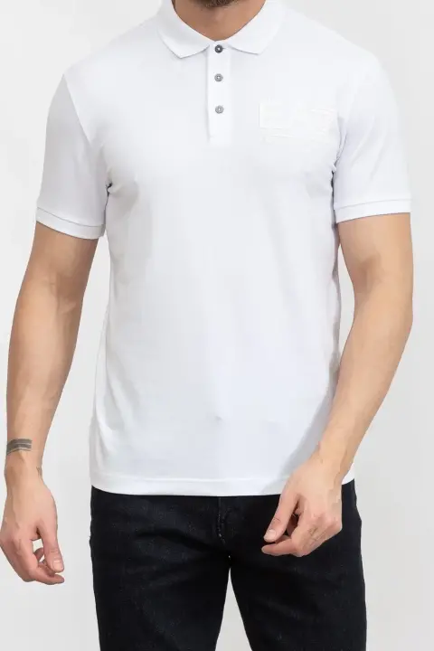 Polo Yaka Erkek T-Shirt-Beyaz 