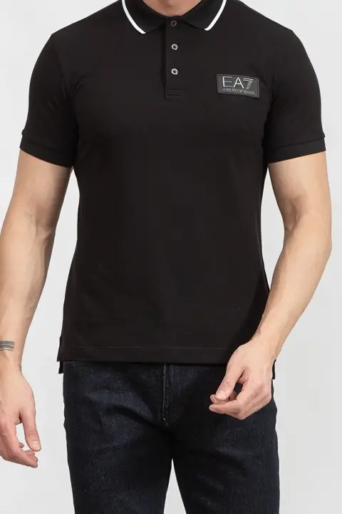 Polo Yaka Erkek T-Shirt-Siyah 