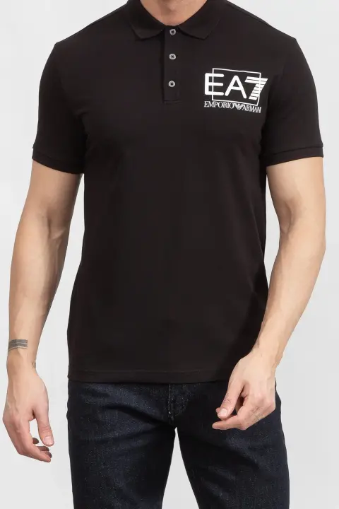 Polo Yaka Erkek T-Shirt-Siyah 