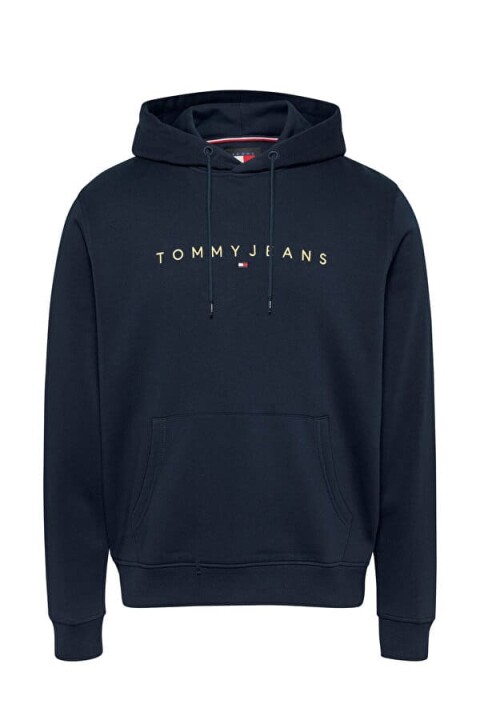 Erkek Altın Logo Kapüşonlu Sweatshirt - Lacivert 