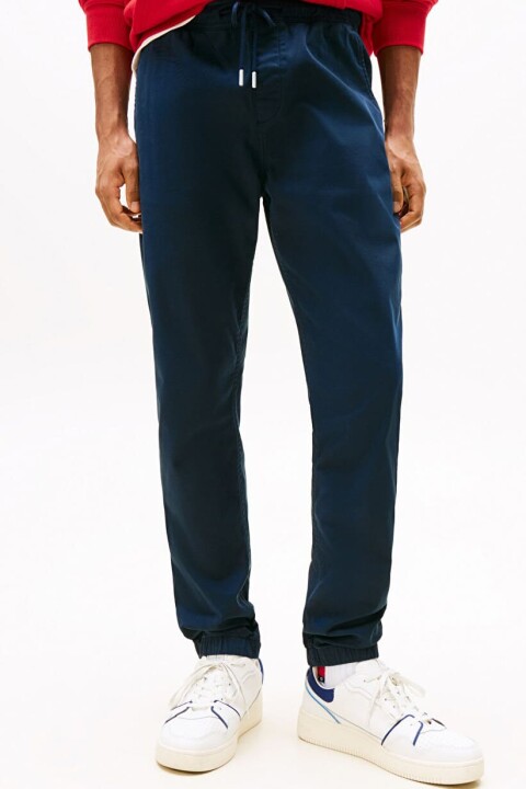 Erkek Beli Bağcıklı Paçası Lastikli Esnek Pamuklu Jogger Pantolon - Lacivert 
