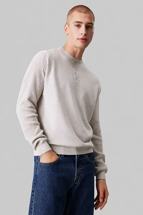 Erkek Bisiklet Yaka Kazak - Gri 