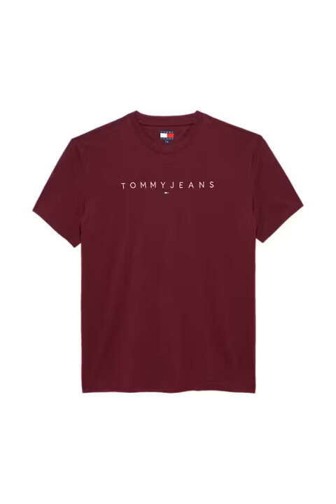 Erkek Bisiklet Yaka Logo Baskılı T-Shirt - Bordo 