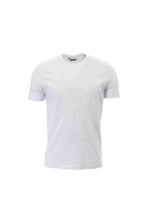 Erkek Bisiklet Yaka Regular Kalıp Baskılı T-Shirt - Beyaz 