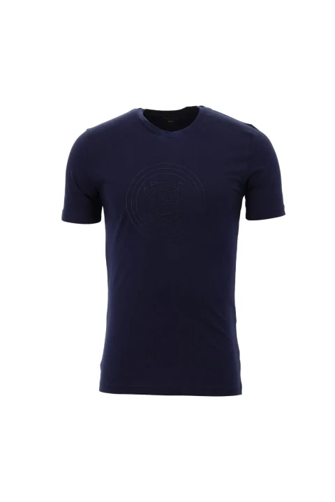 Erkek Bisiklet Yaka Regular Kalıp Baskılı T-Shirt - Lacivert 