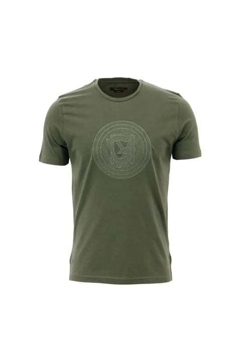 Erkek Bisiklet Yaka Regular Kalıp Baskılı T-Shirt - Yeşil 