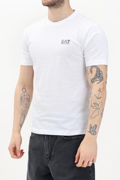 Erkek Bisiklet Yaka T-Shirt - Beyaz 