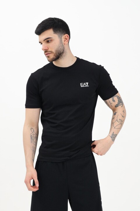 Erkek Bisiklet Yaka T-Shirt - Siyah 