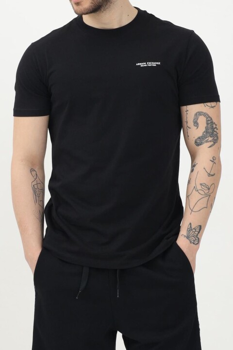 Erkek Bisiklet Yaka T-Shirt - Siyah 