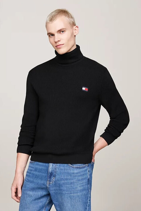 Erkek Boğazlı Kazak - Siyah 