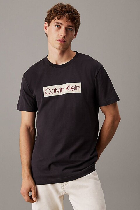 Erkek Calvin Klein Label T-Shirt - Gri 