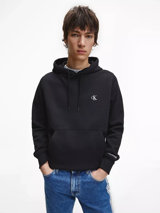 Erkek Ck Essentıal Regular Hoodıe Sweatshirt-Siyah 