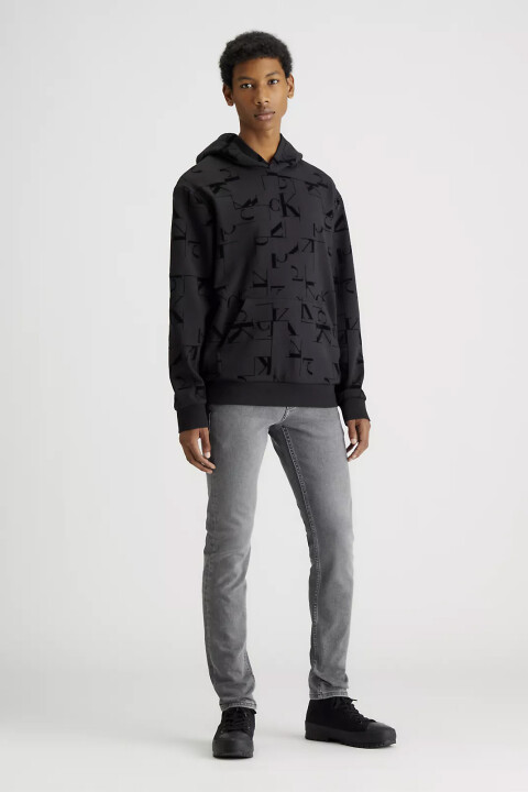 Erkek Ck Logo Kapüşonlu Sweatshirt - Siyah 