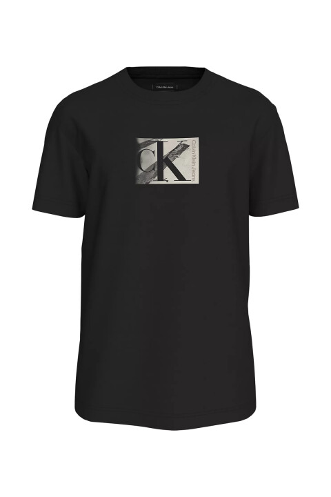 Erkek Ck Logo Kutulu T-Shirt - Siyah 