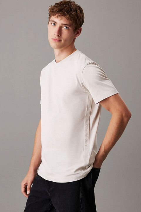 Erkek Ck Logo Tape T-Shirt - Gri 