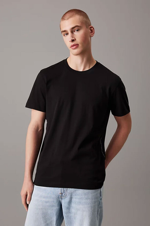 Erkek Ck Logo Tape T-Shirt - Siyah 