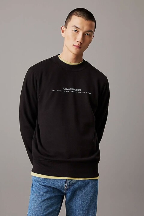 Erkek Ck Minimal Logo Crew Neck Sweatshirt - Siyah - Calvin Klein