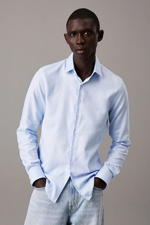 Erkek Ck Non Iron Structure Slim Gömlek - Mavi 