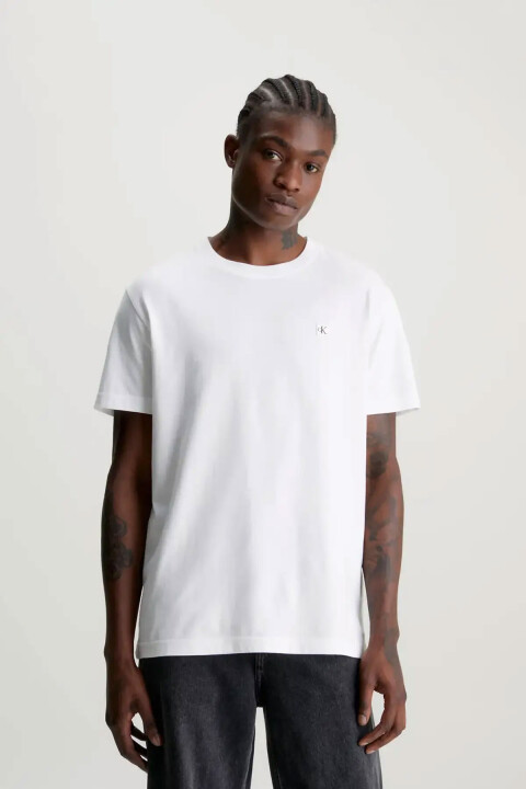 Erkek Ck Pamuklu Logolu Kısa Kollu T-Shirt - Beyaz 