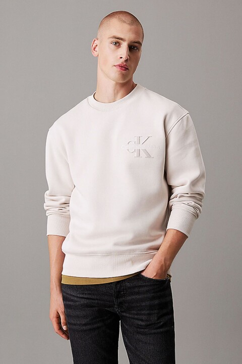 Erkek Ck Relaxed Monogram Sweatshirt - Gri 