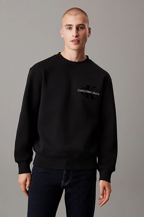 Erkek Ck Relaxed Monologo Crew Sweatshirt - Siyah 