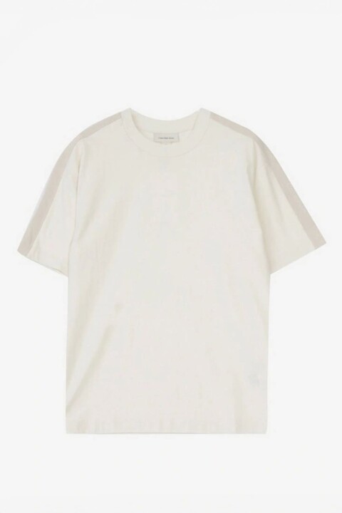 Erkek Ck Şerit Logo T-Shirt - Krem 