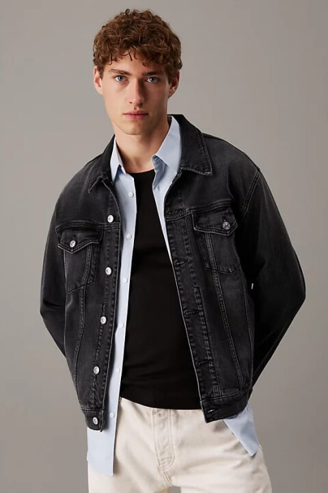 Erkek Ck Slim Denim Ceket - Siyah 